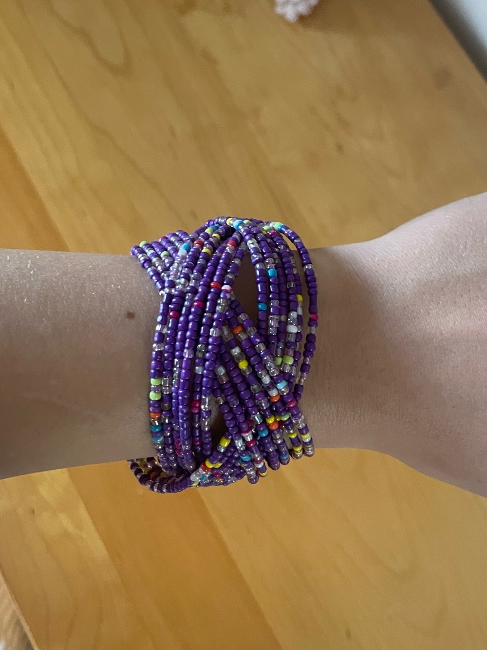 Handmade Multi-Strand Purple Seed Bead Bracelet
